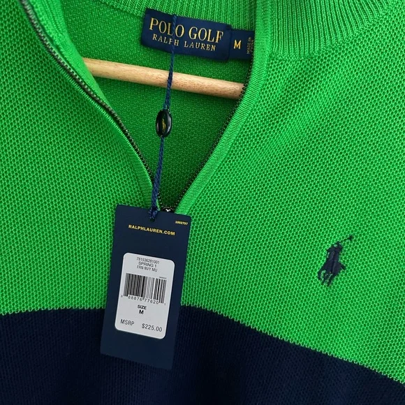 Ralph Lauren Men's Zip-Up Sweater in Green and Navy